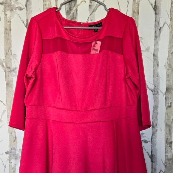 Lane Bryant Pink Mesh Cut Out Elbow Sleeve Dress 18/20P - Picture 1 of 10